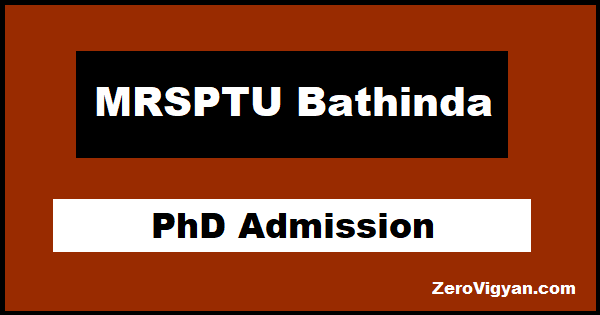 MRSPTU Bathinda PhD Admission