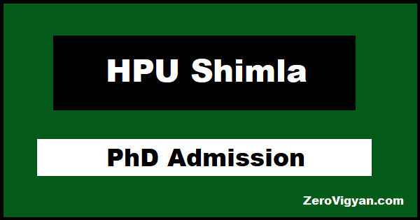 HPU Shimla PhD Admission