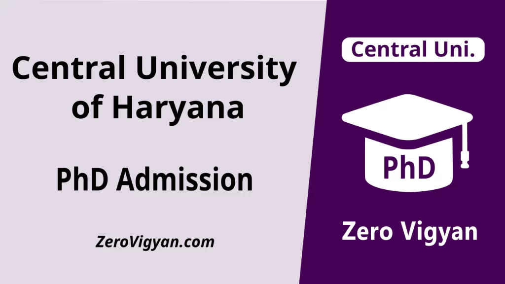 Central University of Haryana PhD Admission